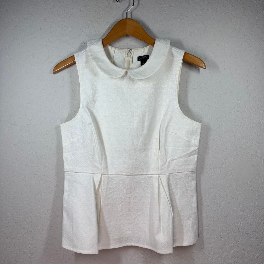 Women's Cream J. Crew Jacquard Fit and Flair Sleeveless Blouse Size 6‎